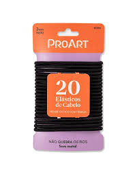 ELASTICO PARA CABELO PROART 3MM PRETO 20 UNIDADES