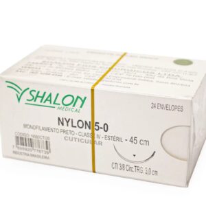 FIO DE SUTURA Tipo:NYLON MONOFIL. PRETO 5.0 45CM C/24