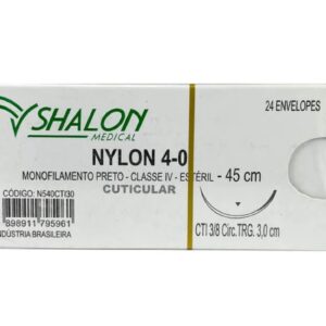 FIO DE SUTURA Tipo:NYLON MONOFIL. PRETO 4.0 45CM TRIANGULAR C/24 TECNOFIO OU SHALOM