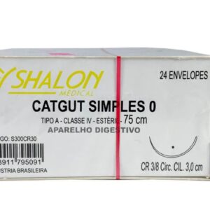 FIO DE SUTURA Tipo:CATGUT CIL 3-0 3.0CM 3/8 SIMPLES C/24 SHALON