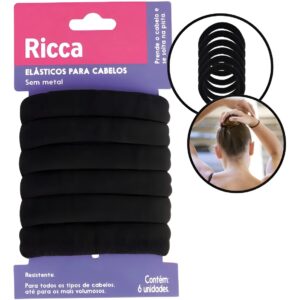 ELASTICO PARA CABELO RICCA GROSSO C/6 BLACK